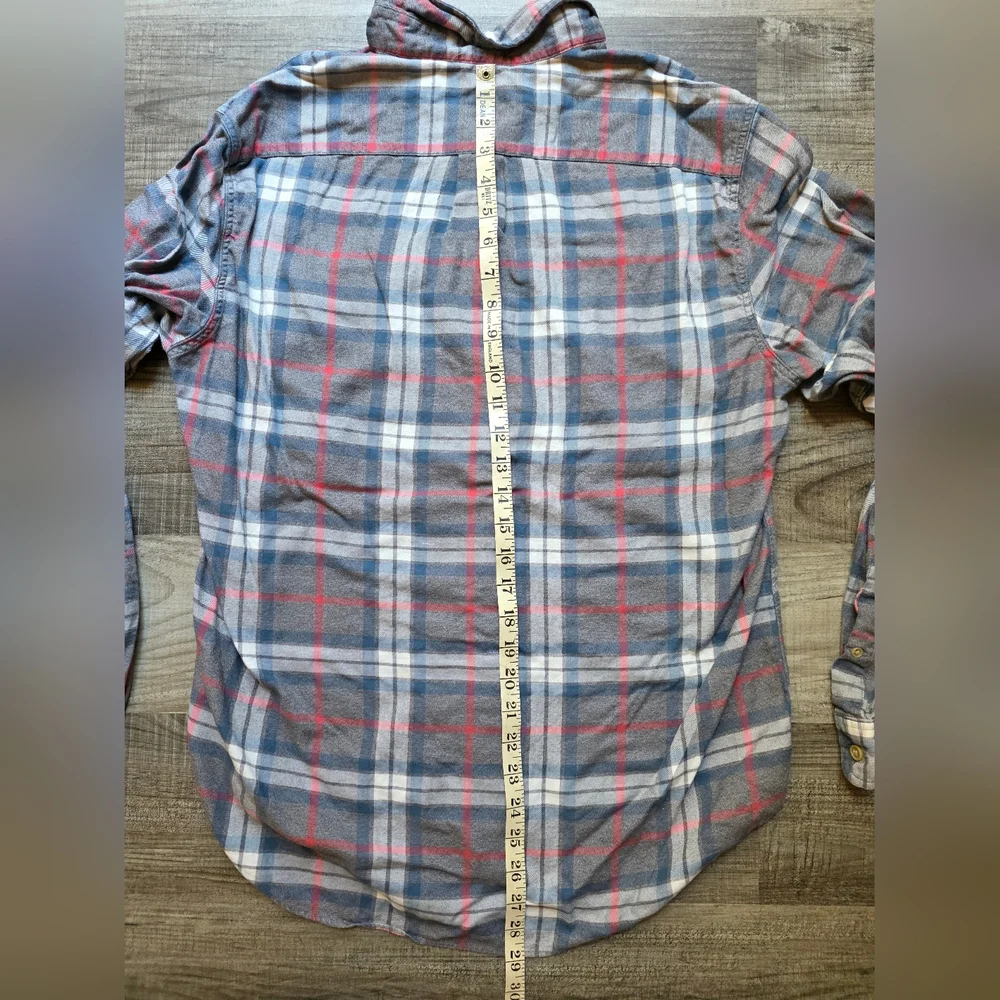 J. Crew Gray and Red Plaid Casual Shirt